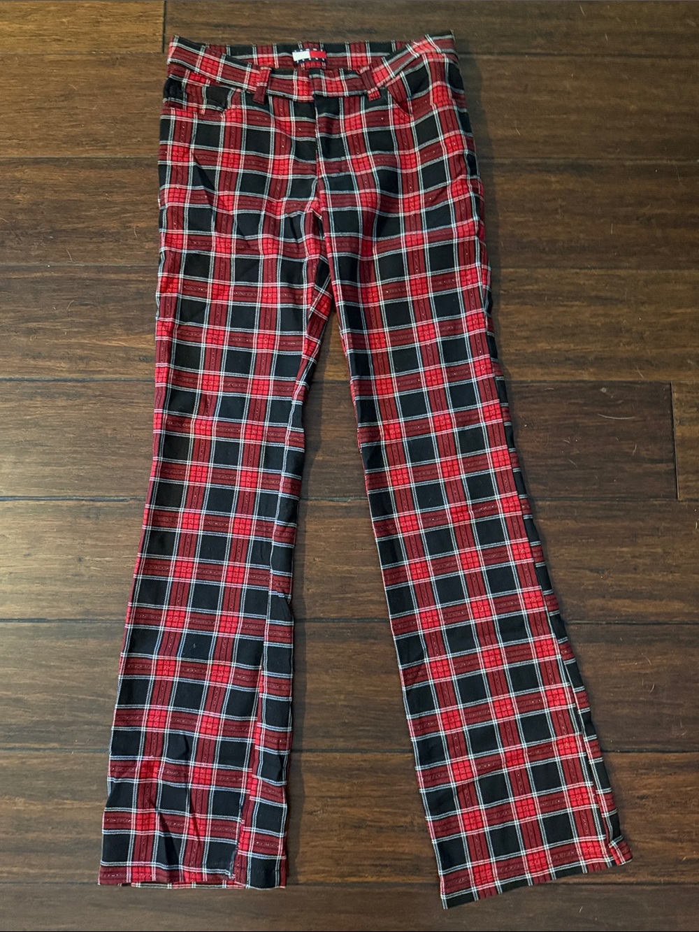 Tommy Jeans Tommy Hilfiger Y2K vintage retro red/black tartan plaid pants size 5 - Picture 2 of 15